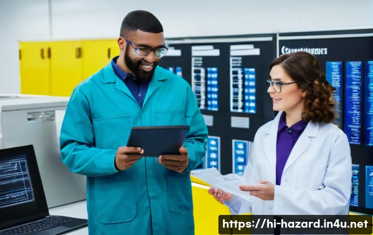 위험물관리사 경력 개발을 위한 추가 자격증 - **Prompt 1: The Certified Hazardous Materials Professional**
    "A diverse group of three professio...
