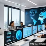 Home 18 위험물관리사로 시작하는 재취업 준비 - A modern office environment showcasing a diverse team of Indian professionals engaged in digital ris...