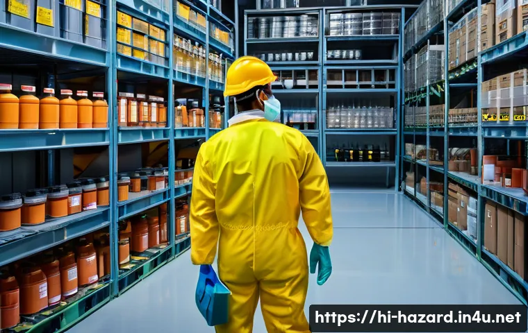 위험물관리사 자격증으로 가능한 진로와 취업 분야 - A detailed industrial safety scene inside a chemical manufacturing plant featuring a hazard manageme...